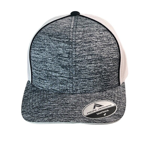 New Pacific Headwear Aggressive Heather Trucker Curved Snapback Cap 106C - Picture 2 of 7
